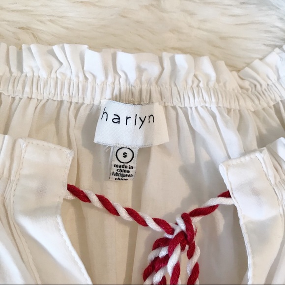 Harlyn Anthro Farina Embroidered Flowy Cotton Boho peasant tassel blouse topS - Picture 11 of 13